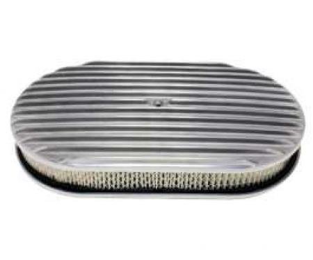 Ford Air Cleaner, Oval Full Finned Polished Aluminum, 15