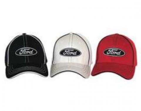 Hat, Ford Oval Logo, Flex Fit, Large/XL White