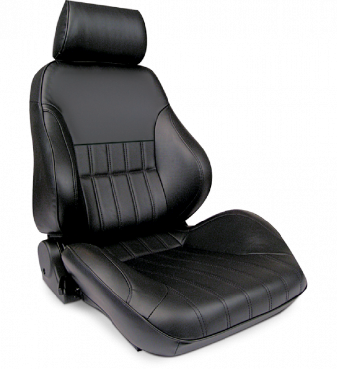 Procar Smoothback Rally Seat, with Headrest, Right, Black Leather