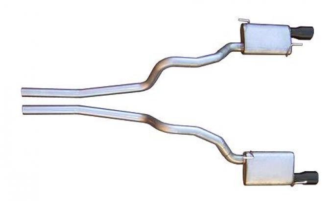 Pypes Cat Back Exhaust System 05-10 Mustang V8 Split Rear Dual Exit 2.5 in Intermediate Pipe And Tailpipe Violator Muffler/Hardware/4 in Black Tips Included Natural 409 Stainless Steel Exhaust SFM62VB