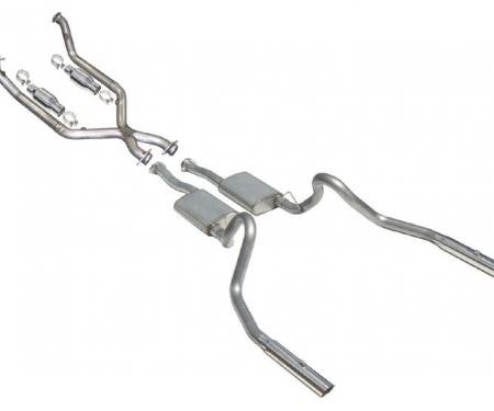 Pypes Cat Back Exhaust System 98-04 Mustang V6 Split Rear Dual Exit 2.5 in Intermediate Pipe And Tailpipe Street Pro Muffler/Hardware/3 in Black Tips Incl Natural 409 Stainless Steel Exhaust SFM56B