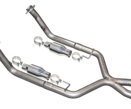 Pypes Exhaust X-Pipe Kit Intermediate Pipe 2.5 in w/Metallic Cats Hardware Incl Natural 304 Stainless Steel Exhaust XFM26M