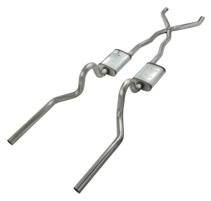 Pypes Crossmember Back w/X-Pipe Exhaust System 67-70 Cougar Split Rear Dual Exit 2.5 in Intermediate And Tail Pipe Violator Muffler Hardware Incl Tip Not Incl Exhaust SFC01V