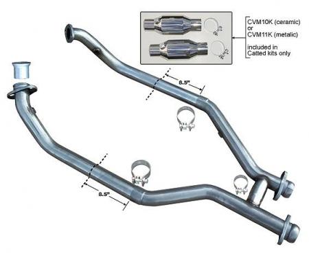 Pypes Exhaust H Pipe Catted 99-04 Mustang 2.5 in H-Pipe Hardware Incl Natural 409 Stainless Steel Exhaust HFM36