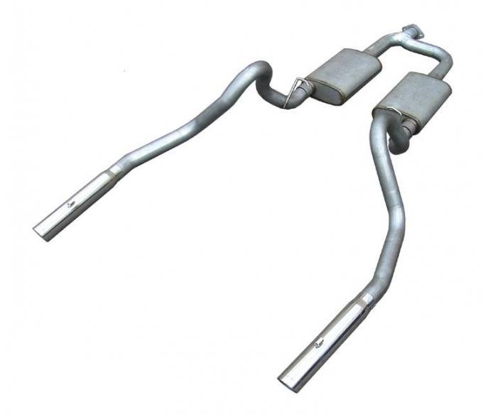 Pypes Cat Back Exhaust System 98-04 Mustang V6 Split Rear Dual Exit 2.5 in Intermediate And Tail Pipe Hardware/Street Pro Muffler/3 in Polished Tips Incl Natural Finish 409 Stainless Steel Exhaust SFM54