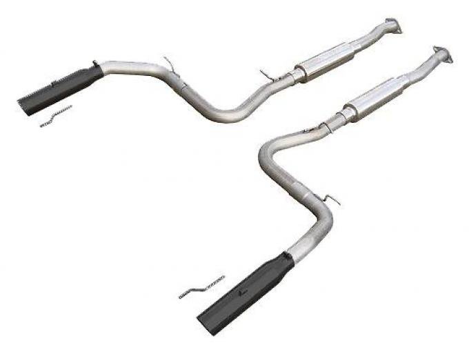 Pypes Cat Back Exhaust System 99-04 Mustang GT Split Rear Dual Exit 2.5 in Intermediate And Tail Pipe Hardware/Violator Mufflers/3.5 in Black Tips Incl Natural Finish 409 Stainless Steel Exhaust SFM28VB