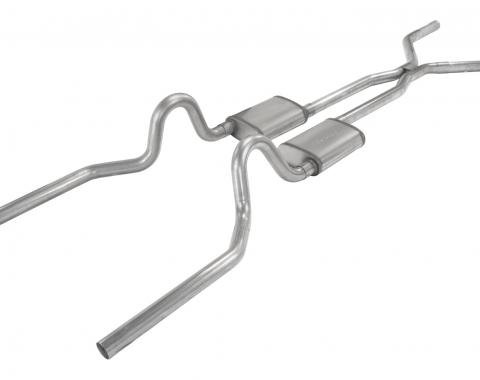 Pypes Crossmember Back w/H-Pipe Exhaust System 71-73 Mustang Split Rear Dual Exit 2.5 in Intermediate And Tail Pipe Race Pro Muffler/Hardware Incl Tip Not Incl Exhaust SFM44R