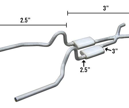 Pypes 65-70 Mustang Crossmember Back Hyrbird 3 Inch - 2.5 Inch W/X Pipe Exhaust SFM33V