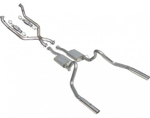 Pypes Cat Back Exhaust System 98-04 Mustang V6 Split Rear Dual Exit 2.5 in Intermediate Pipe And Tailpipe Street Pro Muffler/Hardware/3 in Polished Tips Incl Natural 409 Stainless Steel Exhaust SFM56
