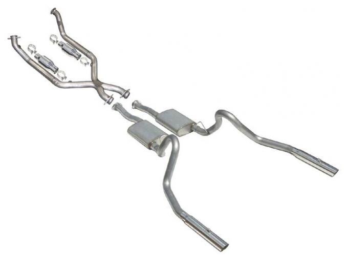 Pypes Cat Back Exhaust System 98-04 Mustang V6 Split Rear Dual Exit 2.5 in Intermediate Pipe And Tailpipe Street Pro Muffler/Hardware/3 in Black Tips Incl Natural 409 Stainless Steel Exhaust SFM56B