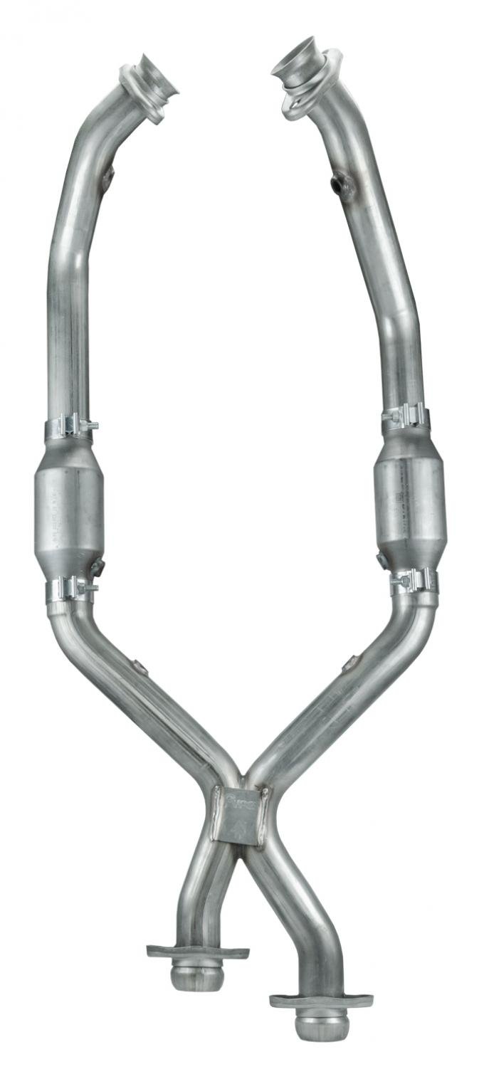 Pypes Mustang Exhaust X-Pipe Kit Intermediate Pipe For 88-04 Mustang V6 2.5 in w/Cats Hardware Incl Natural 304 Stainless Steel Exhaust XFM39E