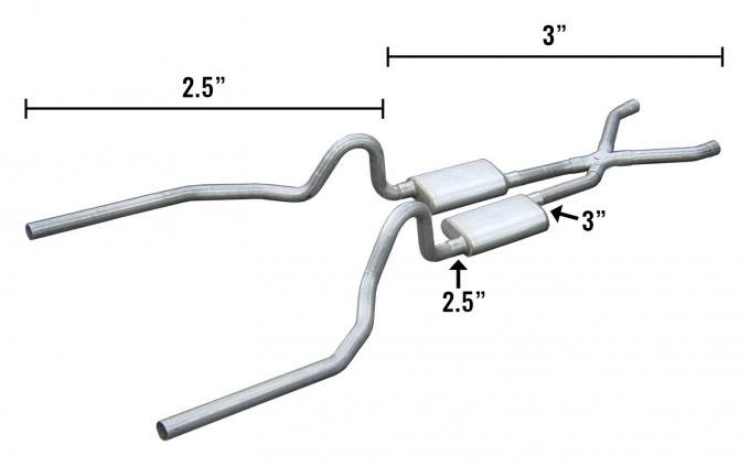 Pypes Mustang Crossmember Back Hybrid 3-2.5 Inch W/ X Pipe 65-70 Mustang Exhaust SFM33R