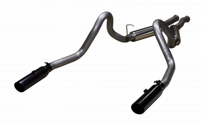 Pypes Cat Back Exhaust System 79-04 Mustang Split Rear Dual Exit 2.5 in Intermediate And Tail Pipe Hardware/M80 Muffler/3.5 in Black Tips Inc Natural Finish 409 Stainless Steel Exhaust SFM29VB