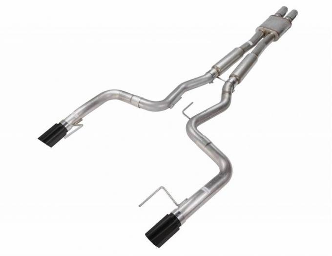 Pypes Cat Back Exhaust System 15-17 Mustang GT 3 in Diameter Split Rear Dual Exit 4 in Polished Tips Hardware Included X-Box Muffler Black Tips Natural 409 Stainless Finish Exhaust SFM83MXB