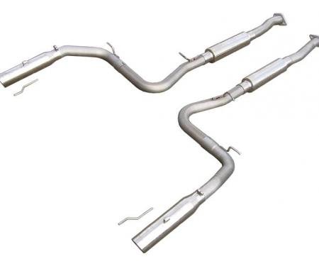 Pypes Cat Back Exhaust System 99-04 Mustang GT Split Rear Dual Exit 2.5 in Intermediate And Tail Pipe Hardware/Violator Mufflers/3.5 in Polished Tips Incl Natural Finish 409 Stainless Steel Exhaust SFM28V