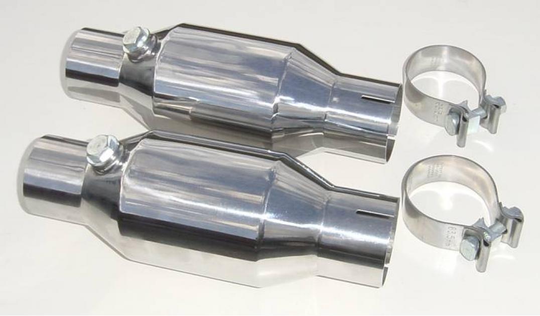 Pypes High Flow Mini Catalytic Converter Universal 2.5 in 11 in End To End Ceramic Substrate w