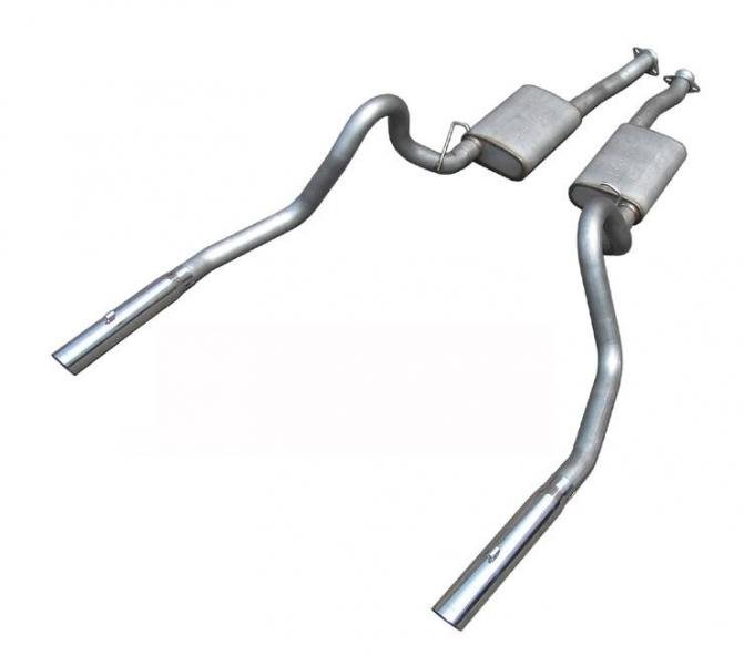 Pypes Cat Back Exhaust System 99-04 Mustang GT Split Rear Dual Exit 2.5 in Intermediate And Tail Pipe Hardware/Violator Muffler/3.5 in Polished Tips Incl Natural Finish 409 Stainless Steel Exhaust SFM27V