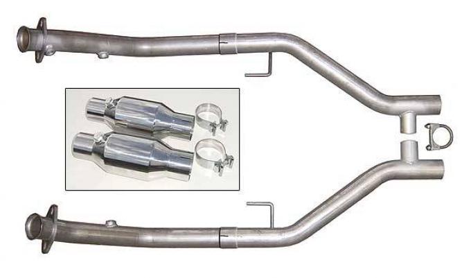 Pypes Exhaust H Pipe For Short Tube Headers Catted 2.5 in H-Pipe Hardware Incl Natural 409 Stainless Steel Exhaust HFM26