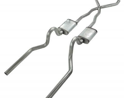 Pypes Crossmember Back w/X-Pipe Exhaust System 67-70 Cougar Split Rear Dual Exit 2.5 in Intermediate And Tail Pipe Muffler Not Incl Hardware Incl Tip Not Incl Exhaust SFC01