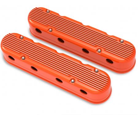 Holley 2-Piece Finned Valve Cover, Gen III/IV LS, Factory Orange Machined 241-183