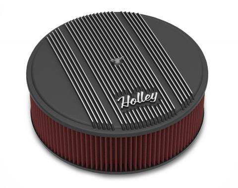 Holley Finned Vintage Style Air Cleaner, 14" Diameter X 4" Tall, Round 120-157