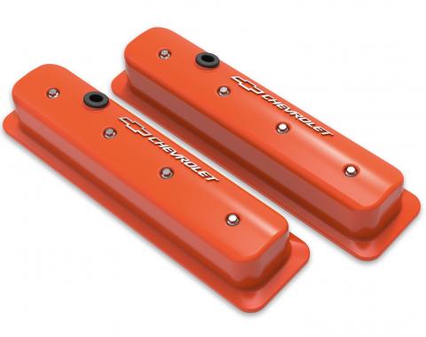 Holley GM Licensed Valve Cover, Muscle Series, SBC, Center Bolt, Factory Orange Machined 241-293