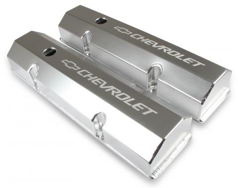 Holley GM Licensed Valve Cover, Track Series, SBC, Fabricated Aluminum, Perimeter Bolt, Silver 241-287