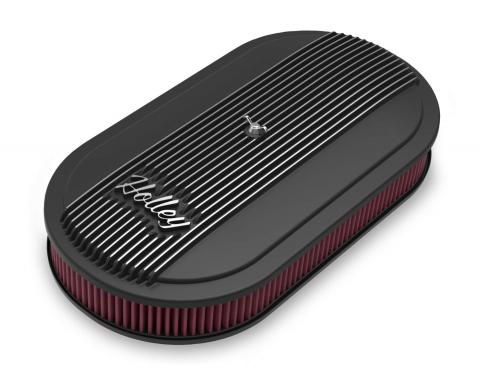 Holley Vintage Series Oval Air Cleaner, Satin Black Machined 120-402