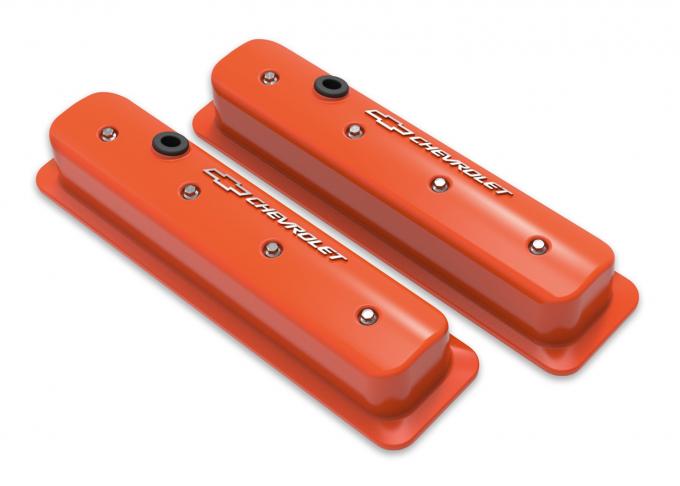 Holley GM Licensed Valve Cover, Muscle Series, SBC, Center Bolt, Factory Orange Machined 241-293