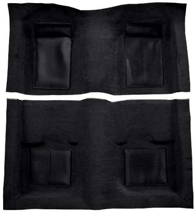 OER 1969 Mustang Mach 1 Nylon Floor Carpet with Mass Backing - Black with Black Inserts A4101B01