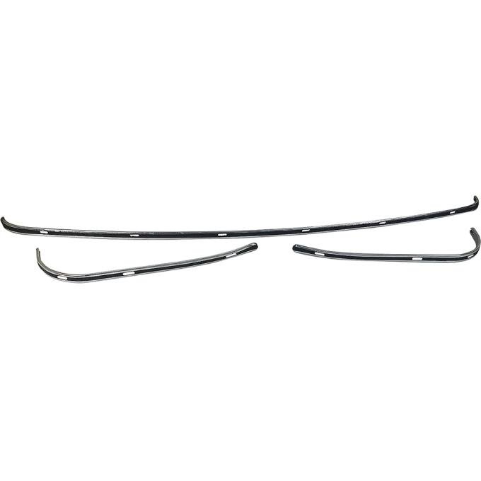 1965-66 Mustang, Convertible Top Rear Tack Strip Set, 3 Pieces, (Late production 1965-66 Models with long style outer tack strips)