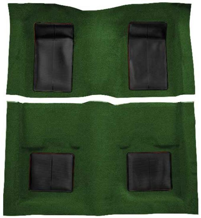 OER 1969 Mustang Mach 1 Nylon Floor Carpet with Mass Backing - Green with Black Inserts A4101B39