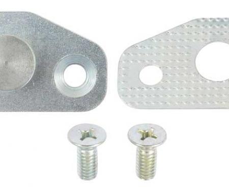 OER 1963-66 Ford Door Latch Striker Plate with Shim / Screws - Zinc Plated - Round Catch 22008C