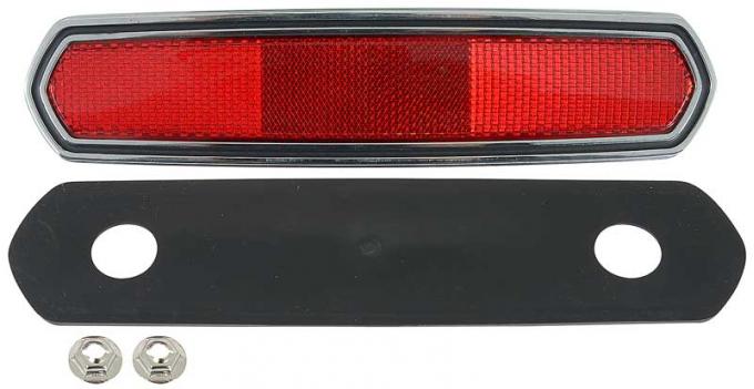 OER 1968 Mustang Quarter Panel Reflector Assembly w/o Markings - With Chrome Bezel 13380BR
