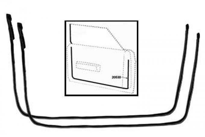 OER 1967-68 Ford Mustang, Door Frame Weatherstrips, Foreign 20530DE