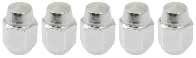OER 1964-73 Mustang , Acorn Lug Nut , Chrome , 1-1/4" Tall , OE Style , 5 Piece Set 1012H