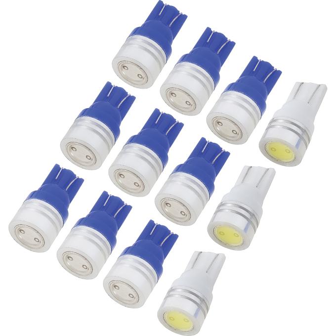 1969-73 Mustang, Instrument Gauge Cluster LED Bulb Set, For Models Without Factory Tach, 12-Piece Set, Blue Illumination