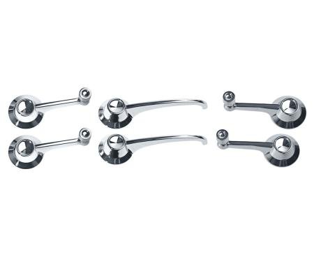 1964-65 Mustang Coupe, Convertible, Door and Window Handle Kit, Clip On, 6-Piece Set