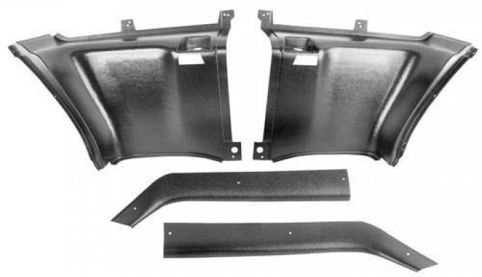 OER 1969-70 Mustang Fastback Plastic Quarter Panel Trim Side and Upper Panel 4-Piece Set - Black 31112B