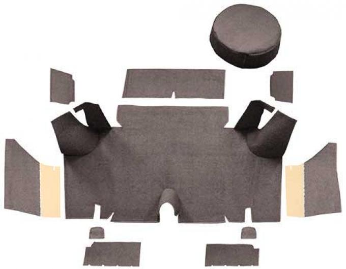 OER 1965-66 Mustang Fastback Loop Trunk Carpet Set with Boards - Parchment A4054A07