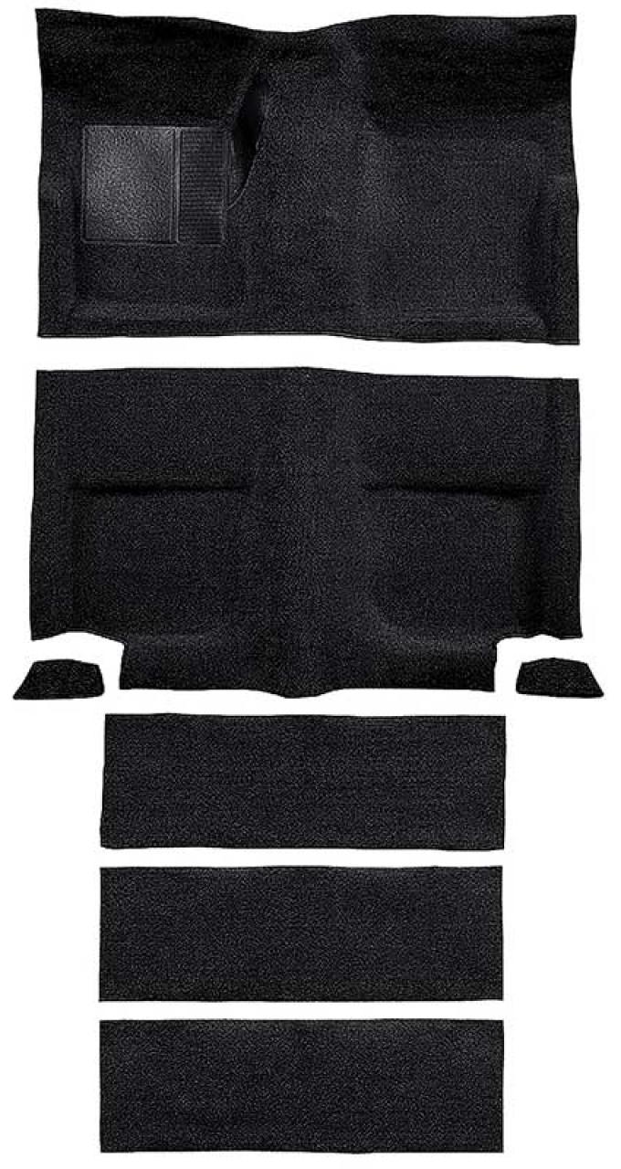 OER 1965-68 Mustang Fastback Nylon Floor Carpet with Fold Downs and Mass Backing - Black A4099B01