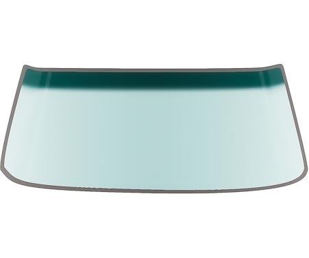 OER 1969-70 Mustang Fastback, Front Windshield Glass, Flush Mount, No Molding Needed, Light Green Tint With Blue/Green Shade FM738T