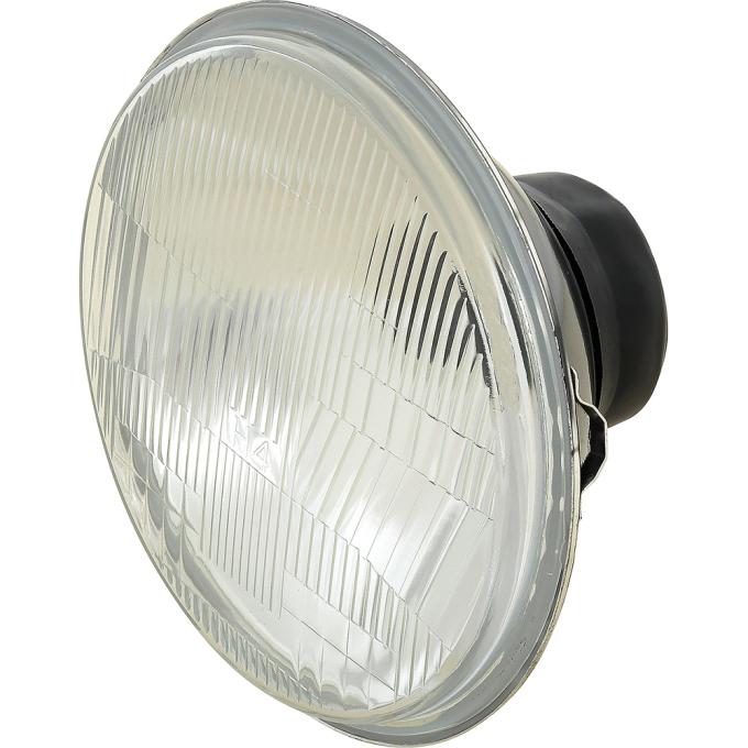 H4 Headlight Assembly, 7" Diamneter Round, Metal Housing, Fluted Glass Lens - H6024, H6006