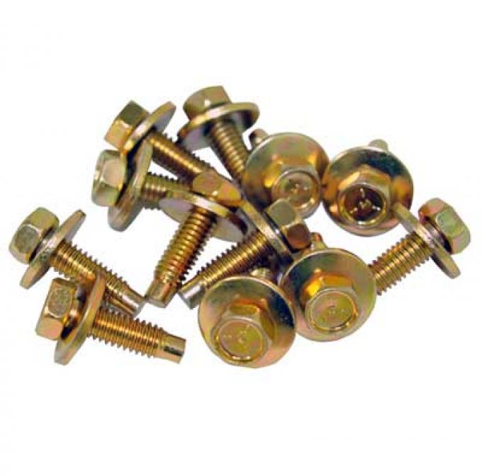 OER 1965-70 Mustang, Fender Bolt Set, 5/16"-18 x 1-1/16 Hex, Yellow Dichromate, 12 Pieces HK107