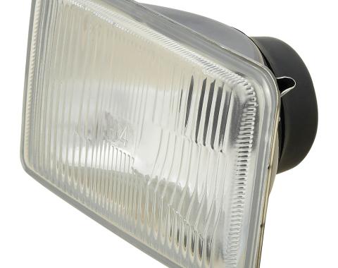H4 Headlight Assembly, 4" x 6" Rectangular, Metal Housing, Fluted Glass Lens - H4651, H4656