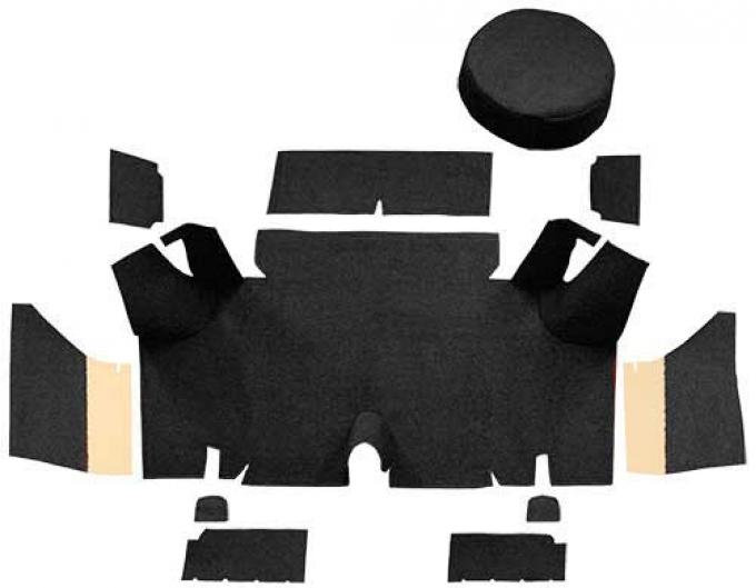 OER 1965-66 Mustang Fastback Loop Trunk Carpet Set with Boards - Black A4054A01