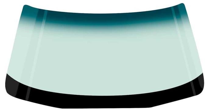 OER 1971-73 Mustang, Cougar, Front Windshield Glass, Green Tint, w/Green Band, Coupe/Convertible 03100K