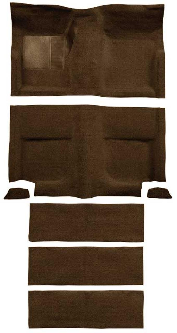 OER 1965-68 Mustang Fastback Loop Carpet with Fold Downs and Mass Backing - Dark Saddle A4102B18