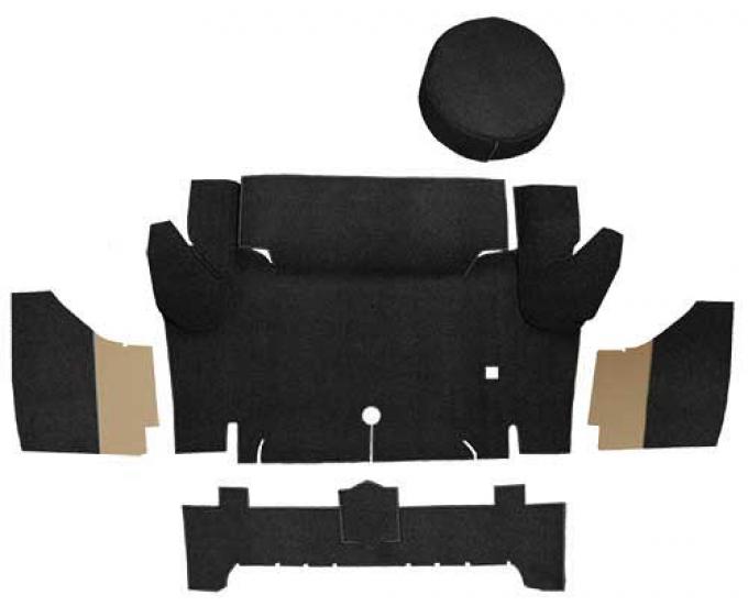OER 1965-66 Mustang Convertible Loop Trunk Carpet Set with Boards - Black A4050A01