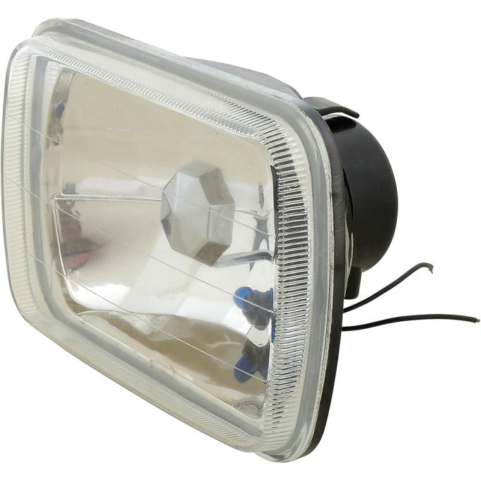 H4 Headlight Assembly, 5" x 7" (142mm x 200mm), Polymer Housing, Ice Blue Daytime Running Light, Clear Glass Lens